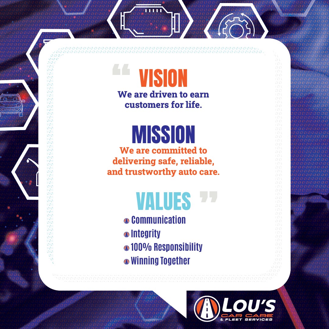 Our Vision, Mission & Values | Lou's Car Care Center, Inc.